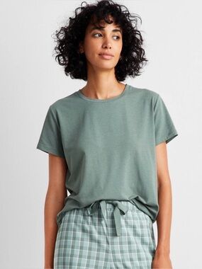State of Day Cotton Blend Short-Sleeve Sleep Tee Women's XXL Organic Green